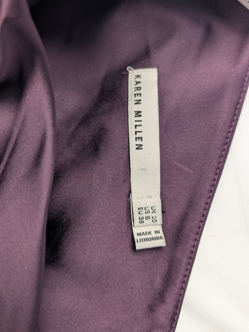 Karen Millen Pencil US 6 Plum Satin Draped Cocktail Sheath Dress - Picture 4 of 7